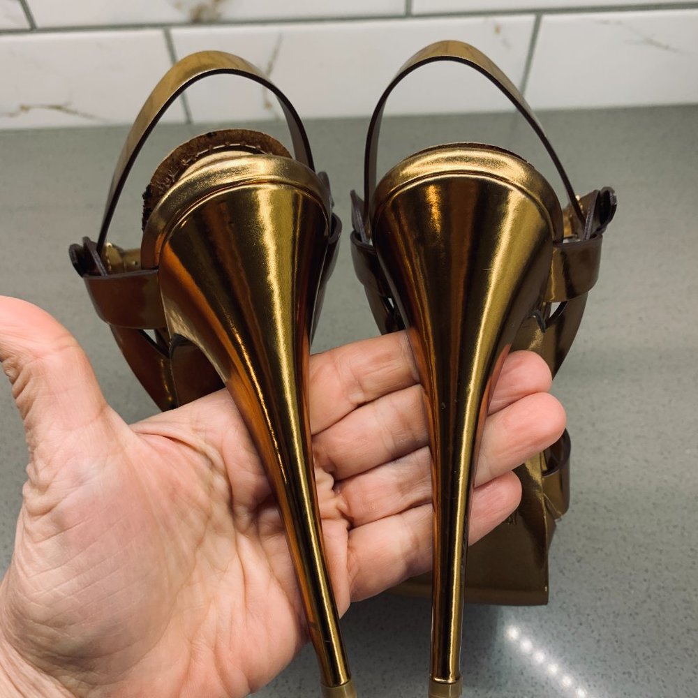 YSL "Tribute" Leather Platform Sandals - Picture 5 of 10